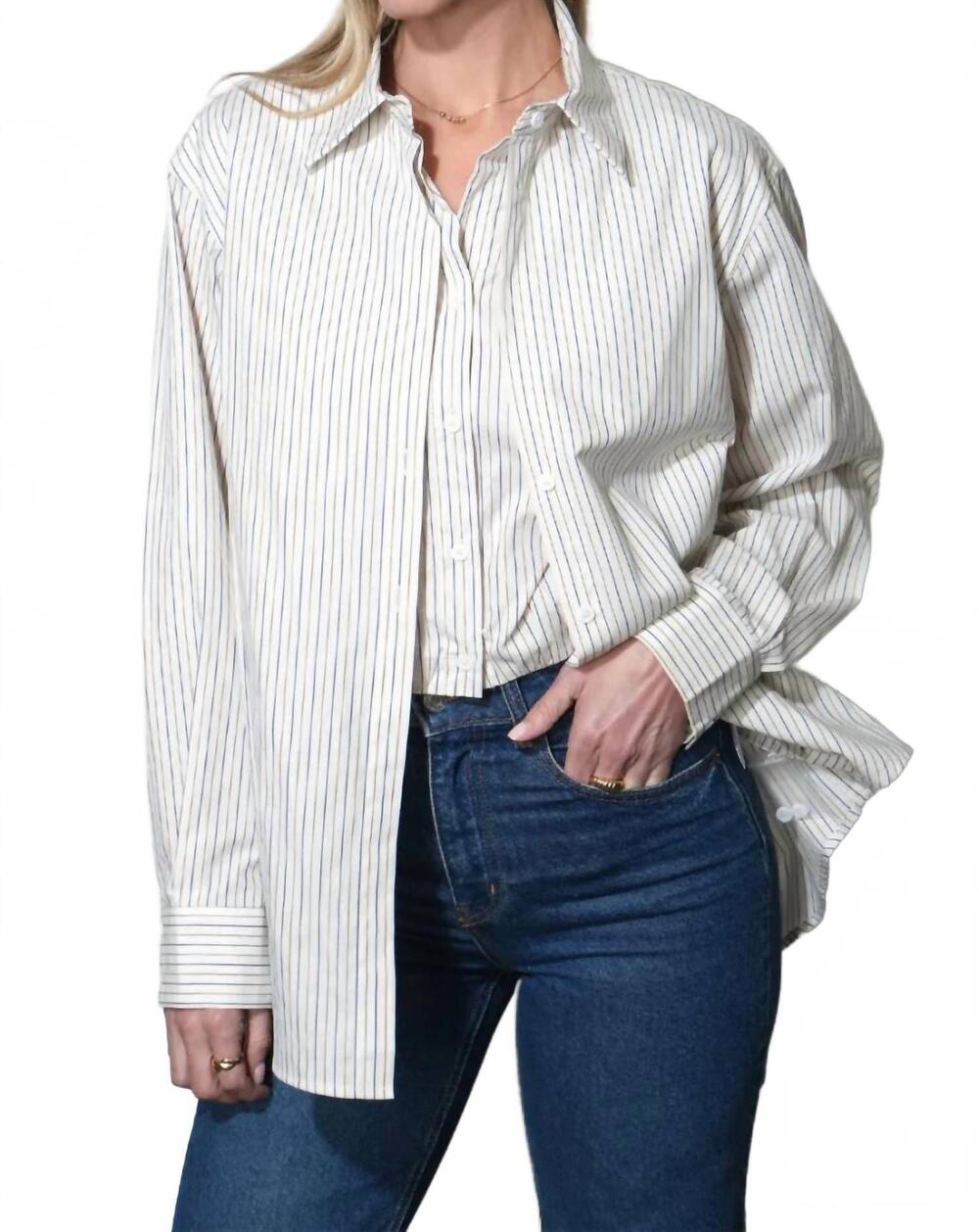 NEW GREYLIN beatrix twofer oversized shirt in white stripe